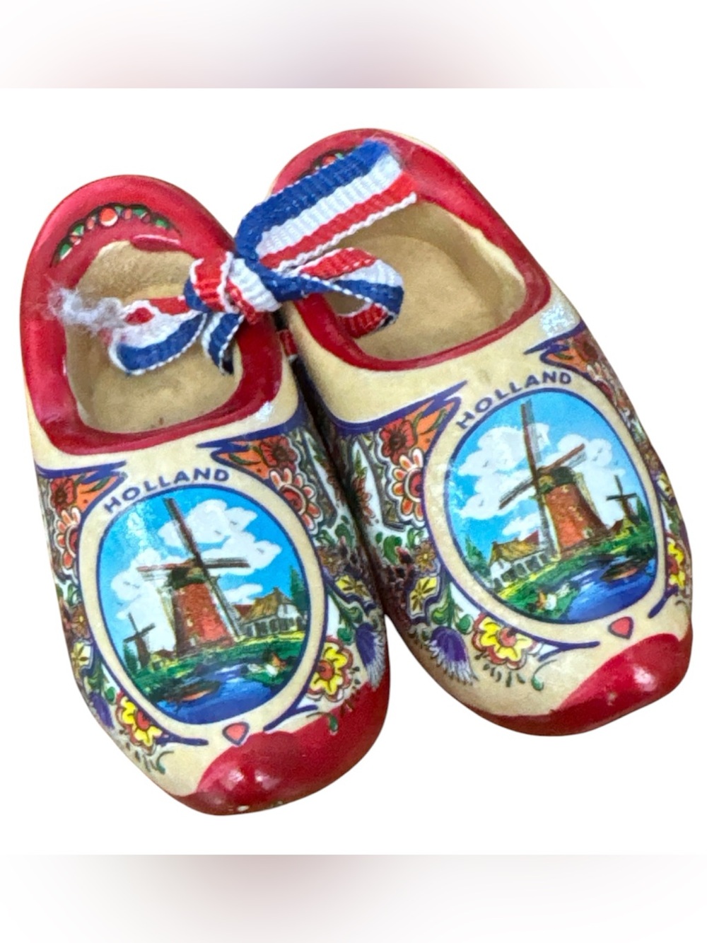 Miniature Hand Painted Wooden Clogs from Holland